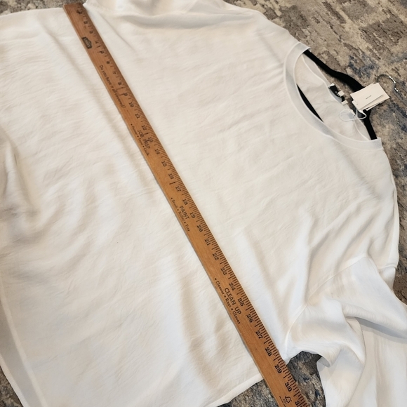 NWT Vince Rib Trim White Long Sleeve Top Triacetate women's size 3X - Picture 11 of 16
